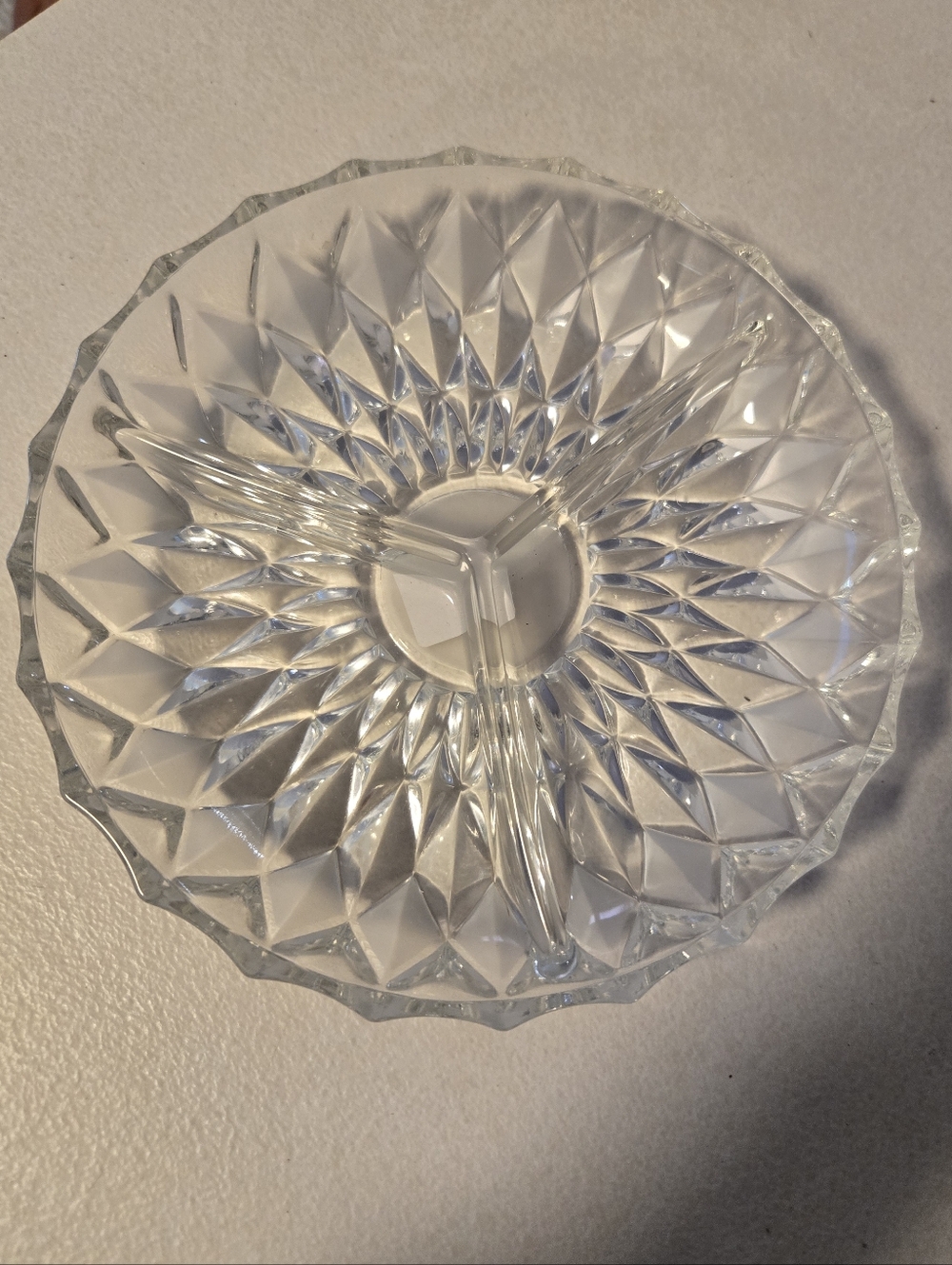 VINTAGE CRYSTAL Glass Divided Serving Dish
